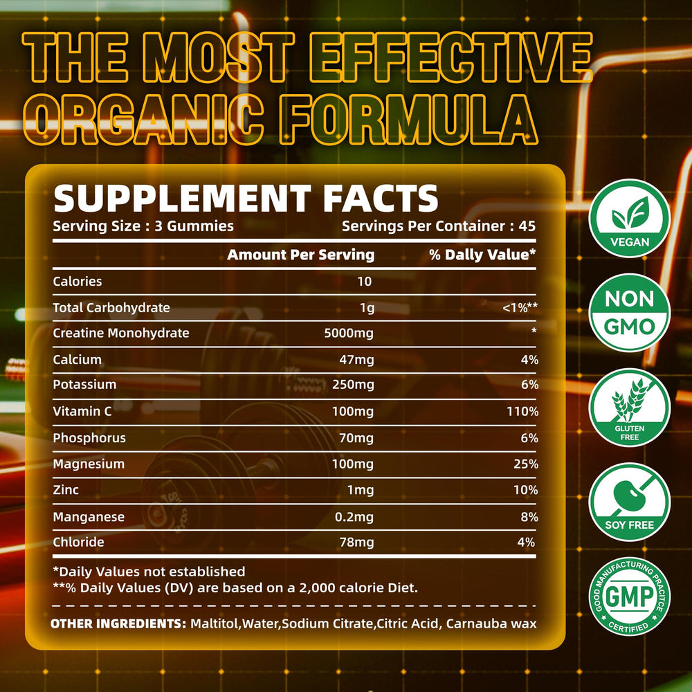 Bottle of Zipvit Creatine Monohydrate Gummies 135 count