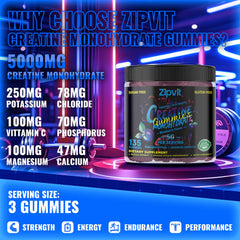 Blueberry Electrolyte Creatine Gummies spilling from bottle