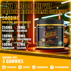 Orange Electrolyte variant of Zipvit Creatine Monohydrate Gummies