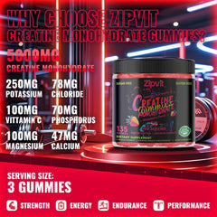 Front packaging view of Zipvit Creatine Monohydrate Gummies