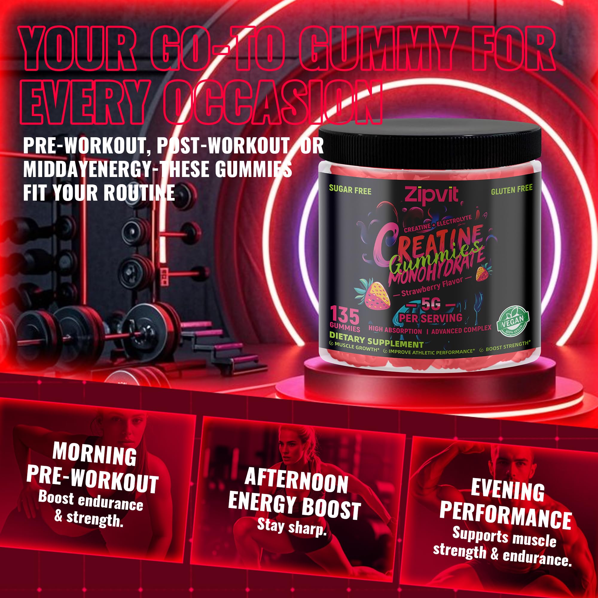 Strawberry electrolyte flavor gummies display