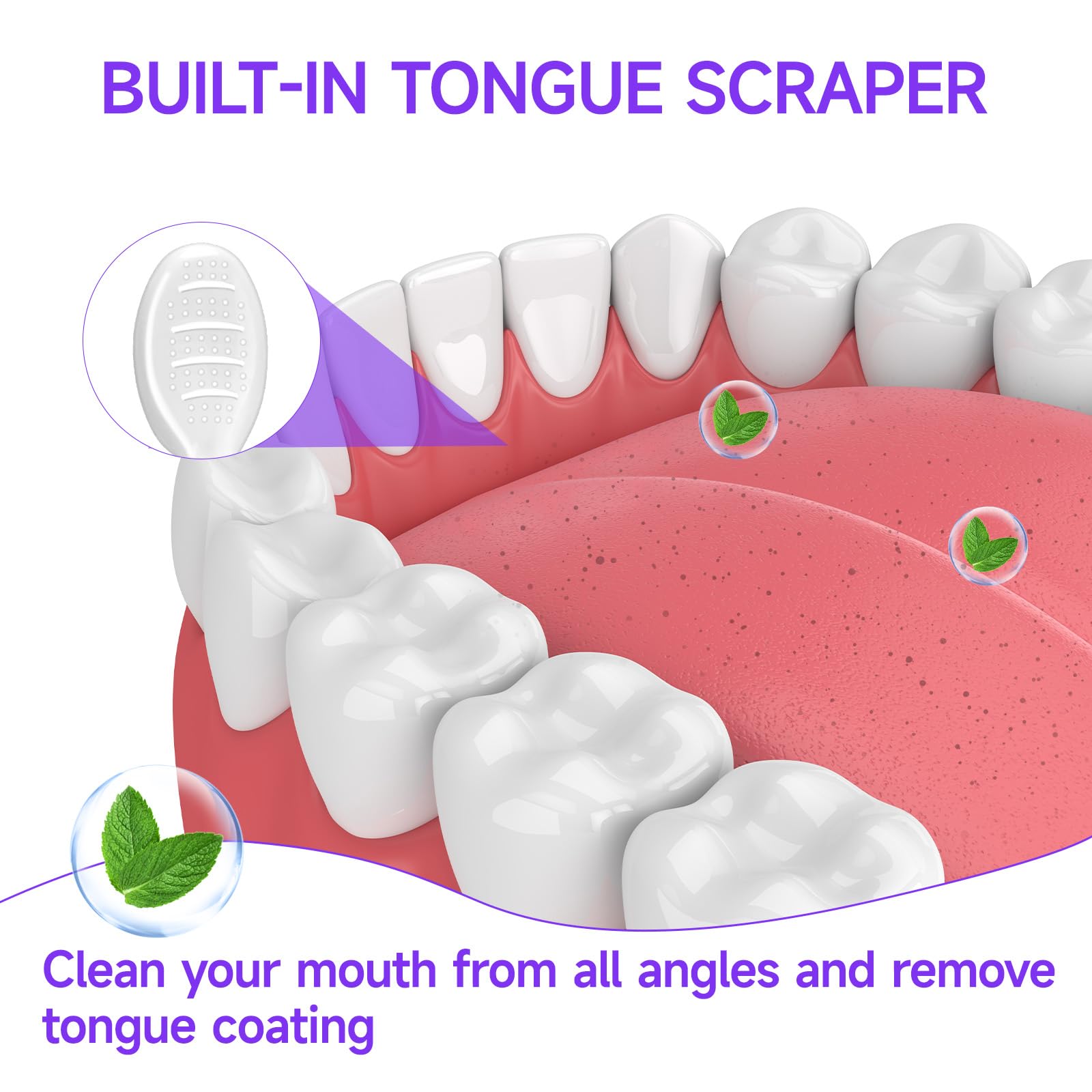 Zirro 5-in-1 disposable toothbrush mint back view