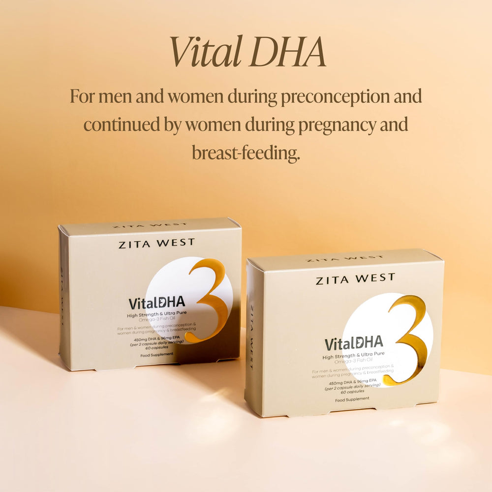 Close-up of Prenatal DHA and EPA capsules
