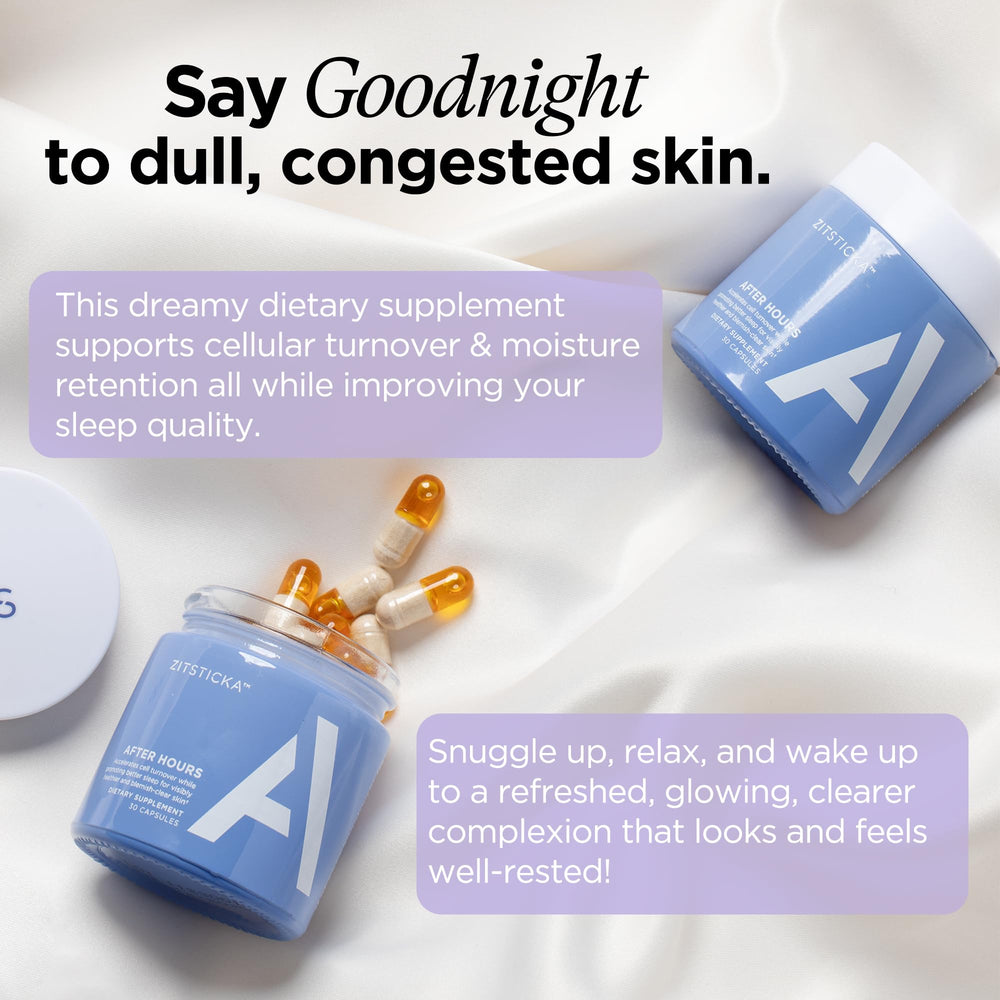 Nighttime skin recovery concept illustration for ZitSticka supplement