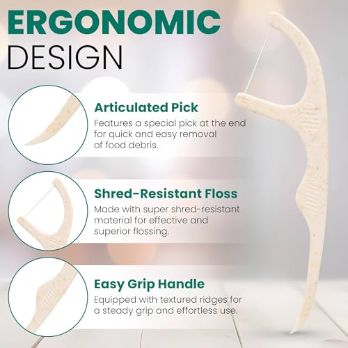 Floss pick showing dual-function precision cleaning tip