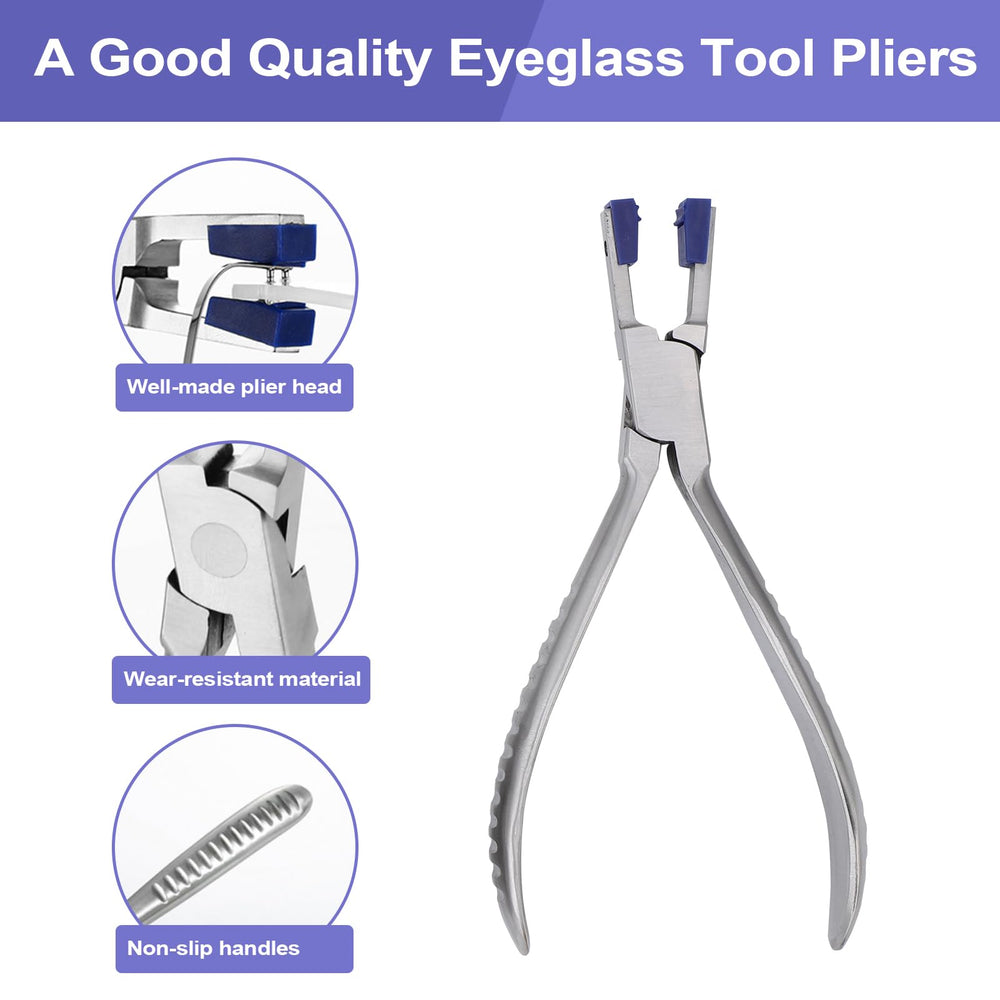 Spare jaws and drilling holders included in the eyeglass repair set
