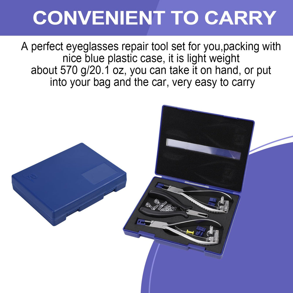 Spring-loaded ergonomic handles on glasses repair pliers