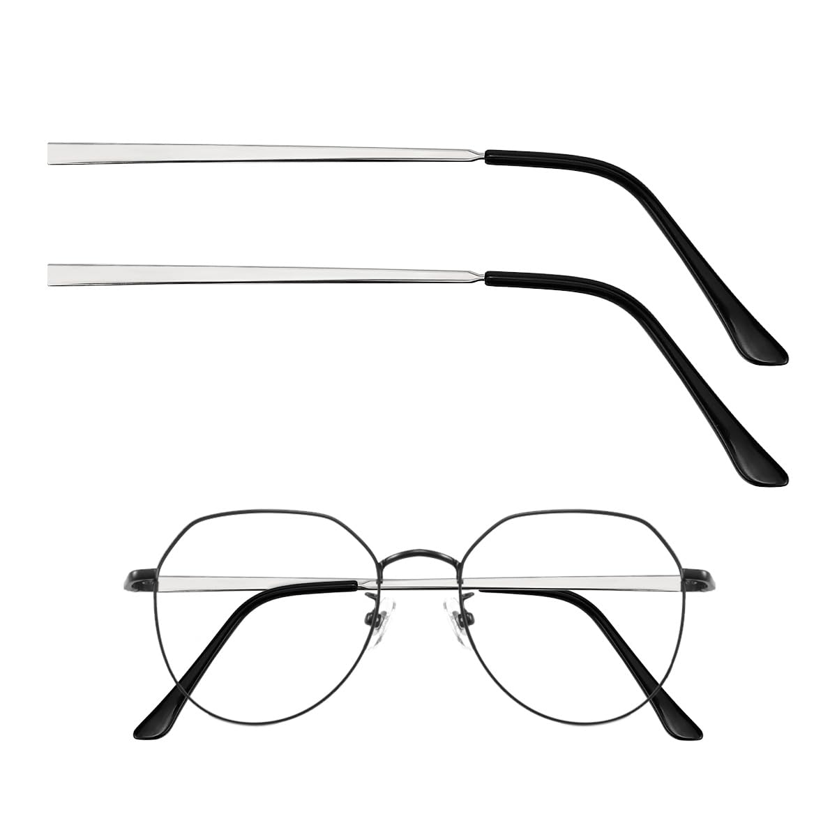 ZJIVQO silver replacement glasses arms (two arms included)