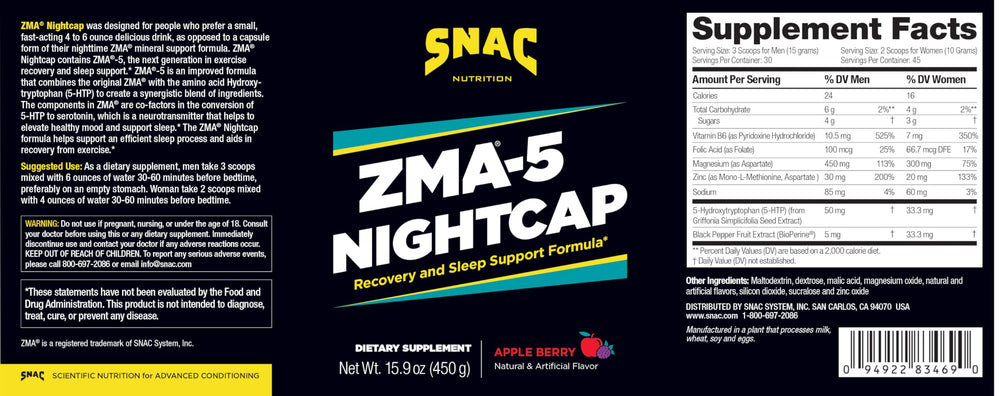 Scoop of ZMA-5 Nightcap powder for a drink