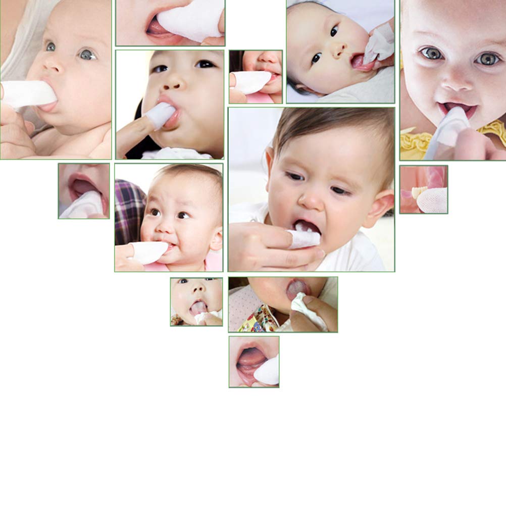 Package showing 120 pieces of baby teeth soft gauze