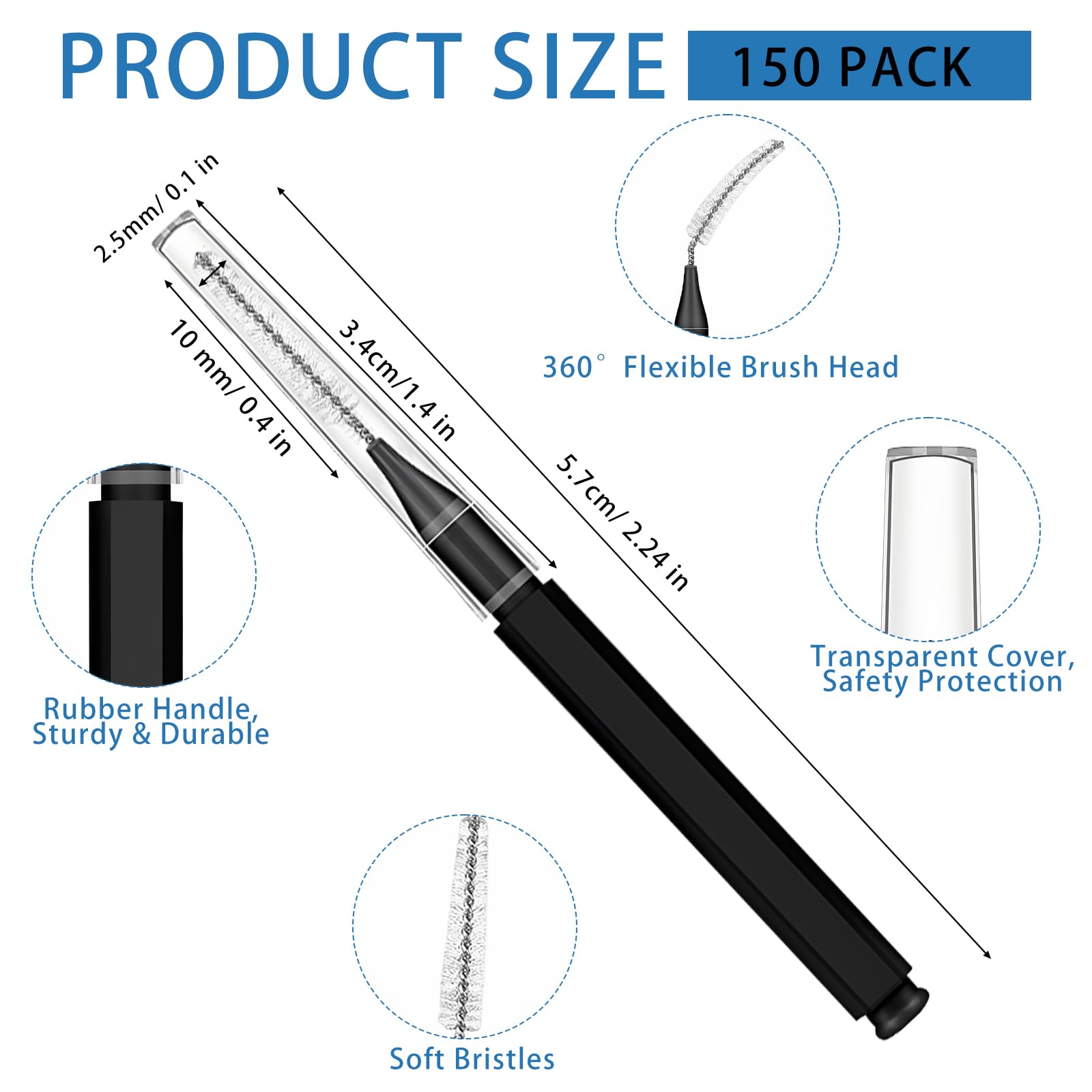 Soft spiral head interdental brush designed for between-teeth cleaning