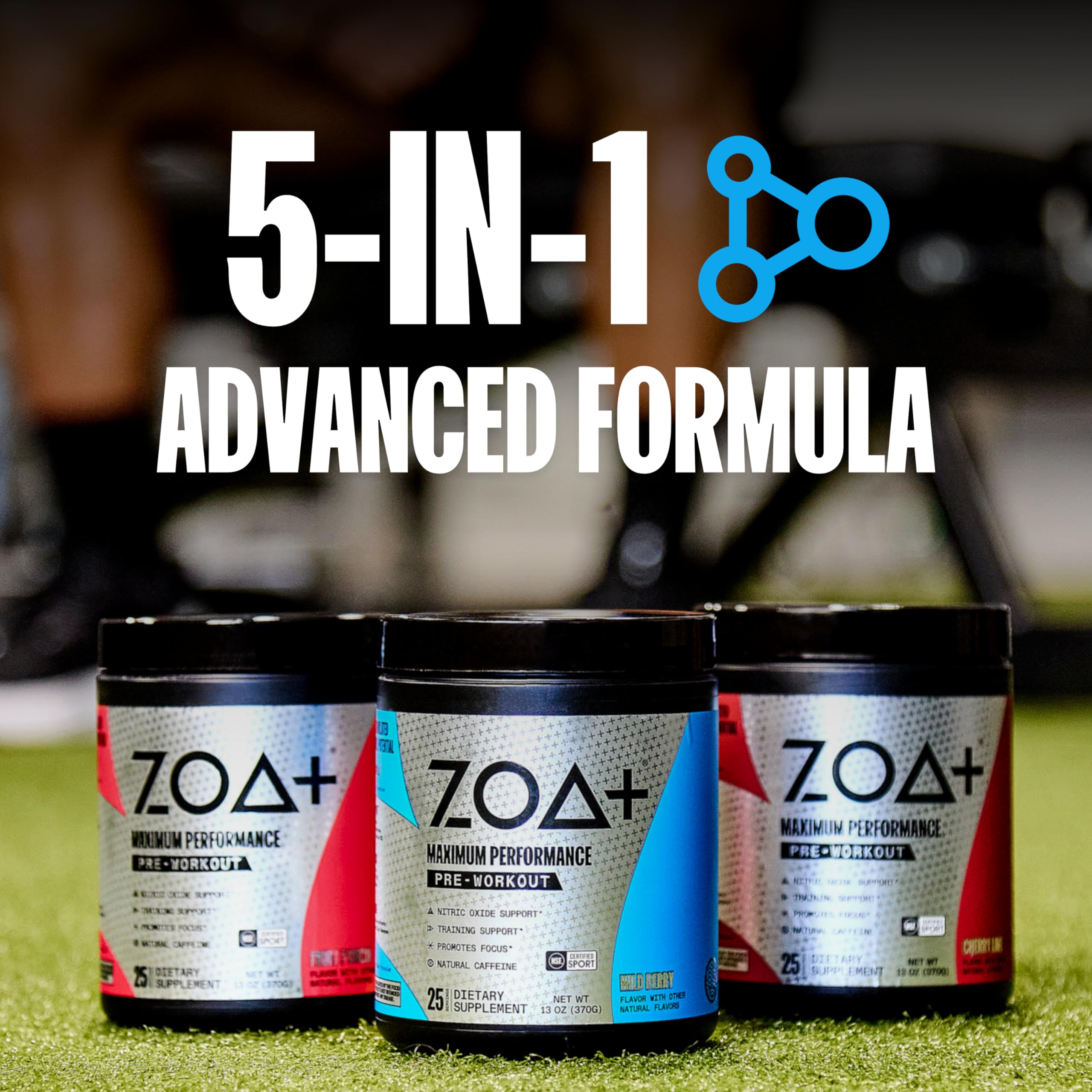 Back label with nutrition facts of ZOA+ Wild Berry