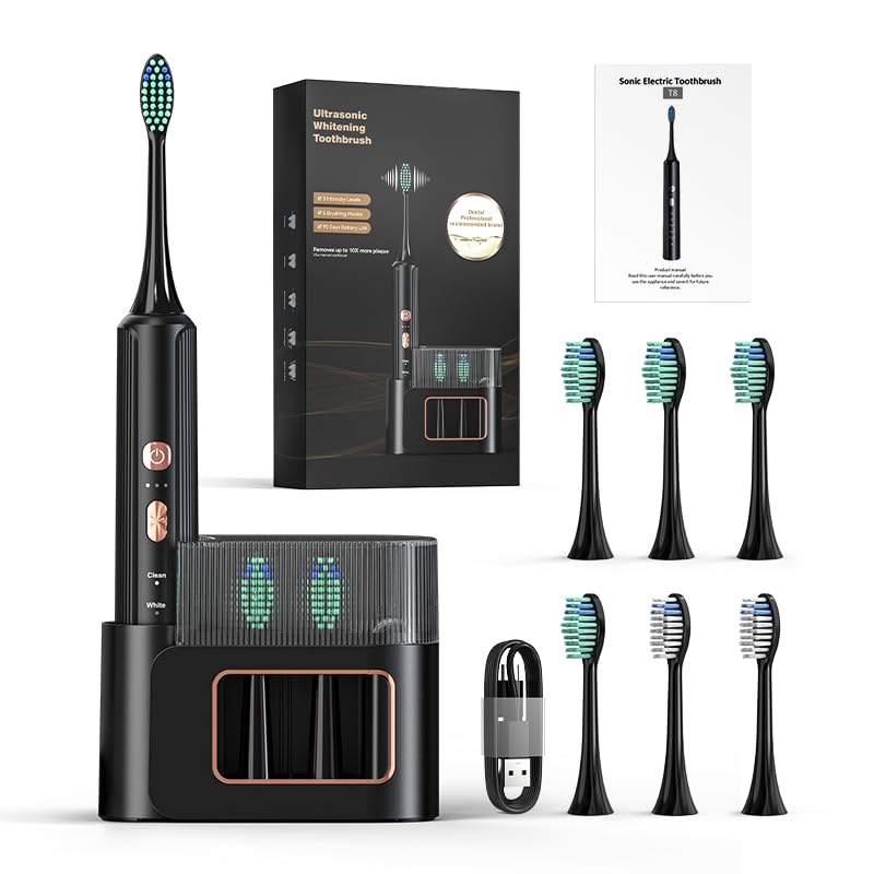 Zocaed electric toothbrush for adults in black