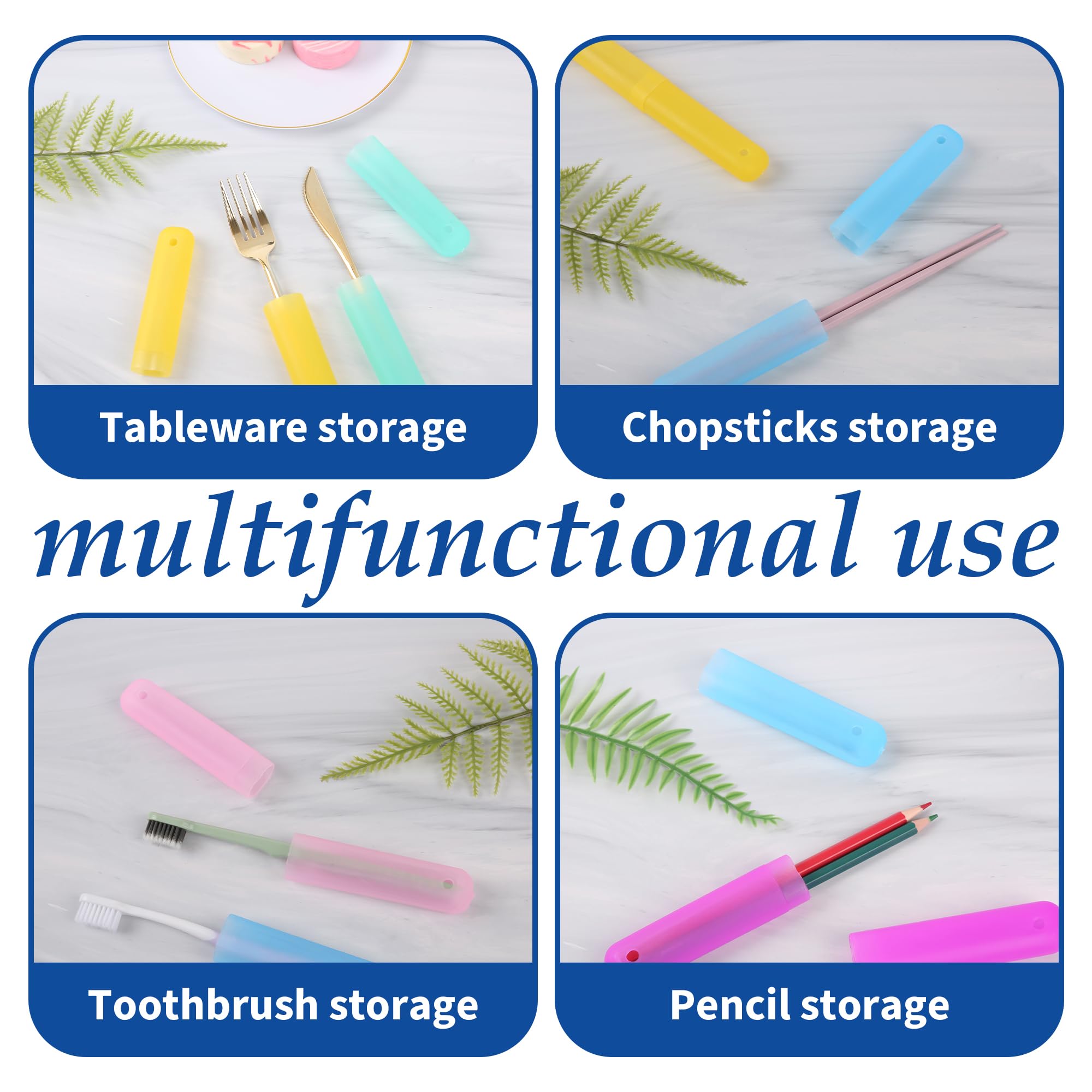 Seven-color Zofunny travel toothbrush cases arranged for travel or classroom use