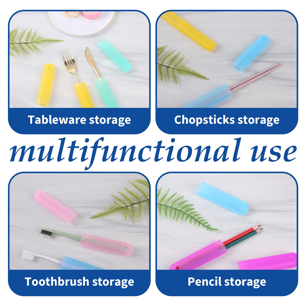 Seven-color Zofunny travel toothbrush cases arranged for travel or classroom use