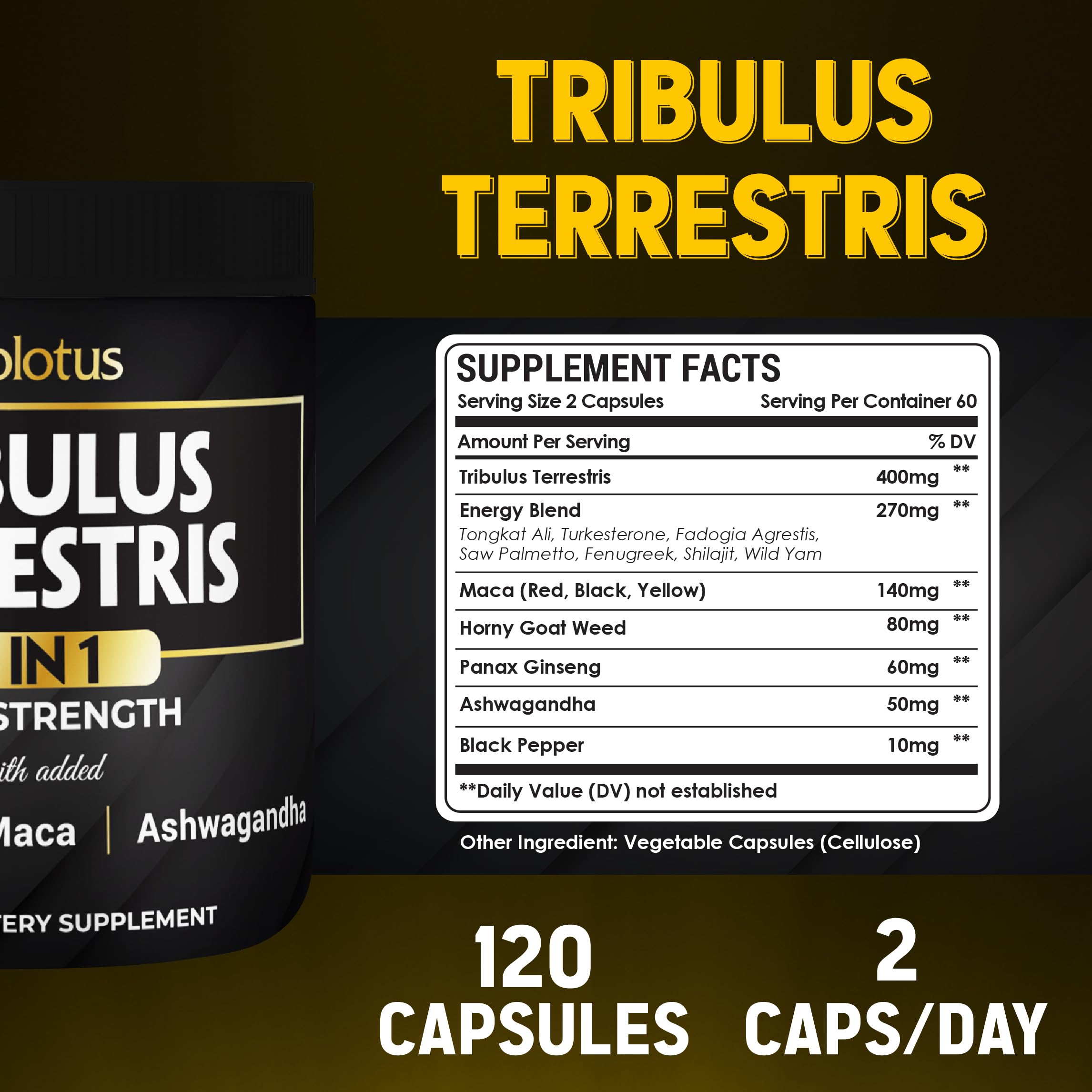Close-up of Zolotus 13in1 Tribulus capsules