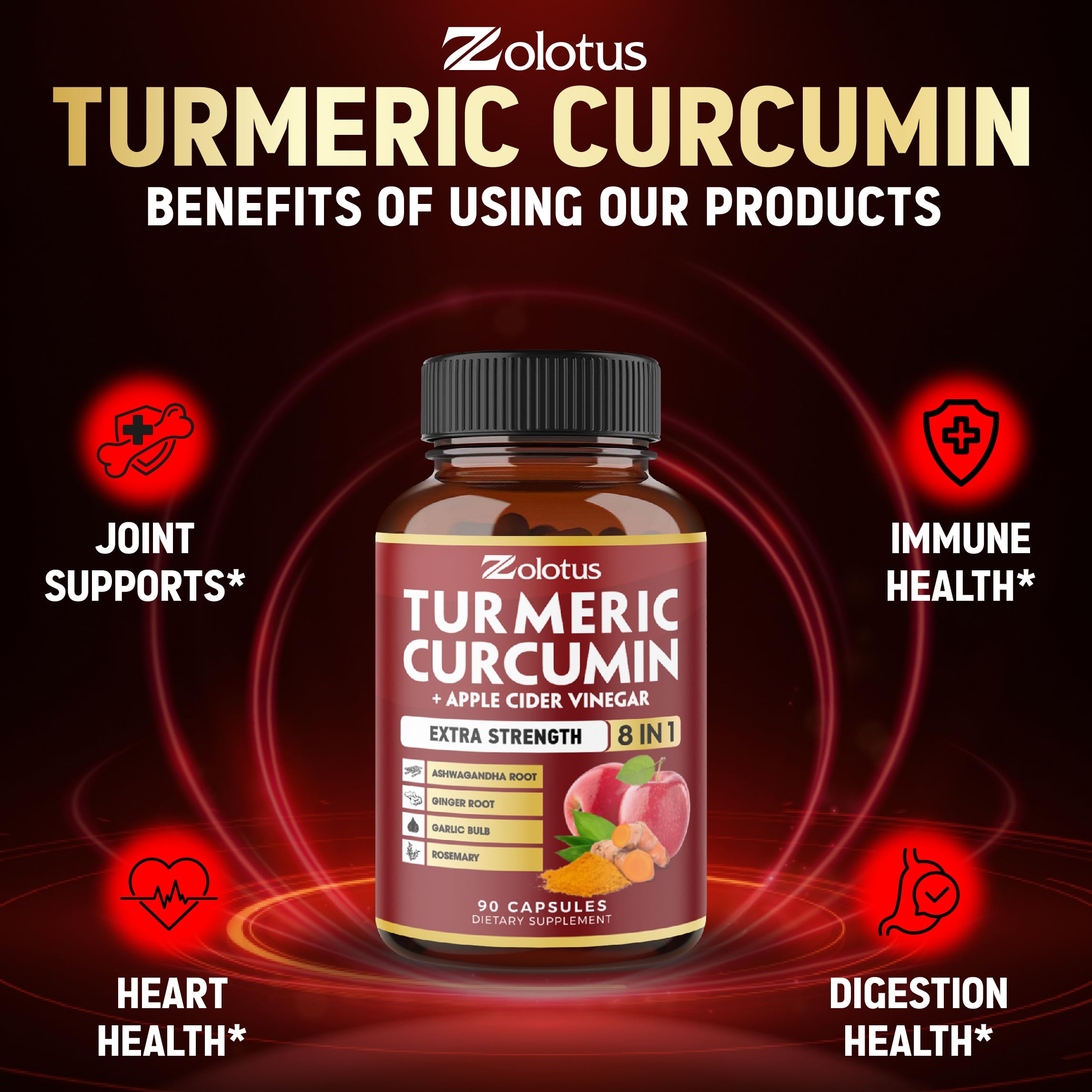 Zolotus supplement facts label detail showing standardized curcuminoids