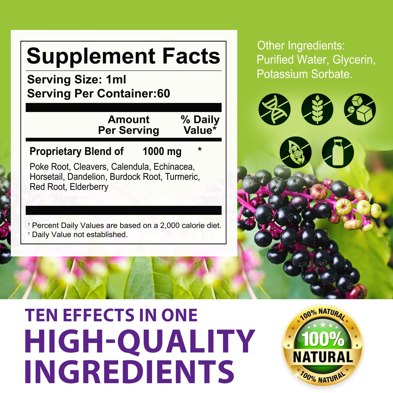 Botanicals calendula, horsetail, and burdock used in the blend