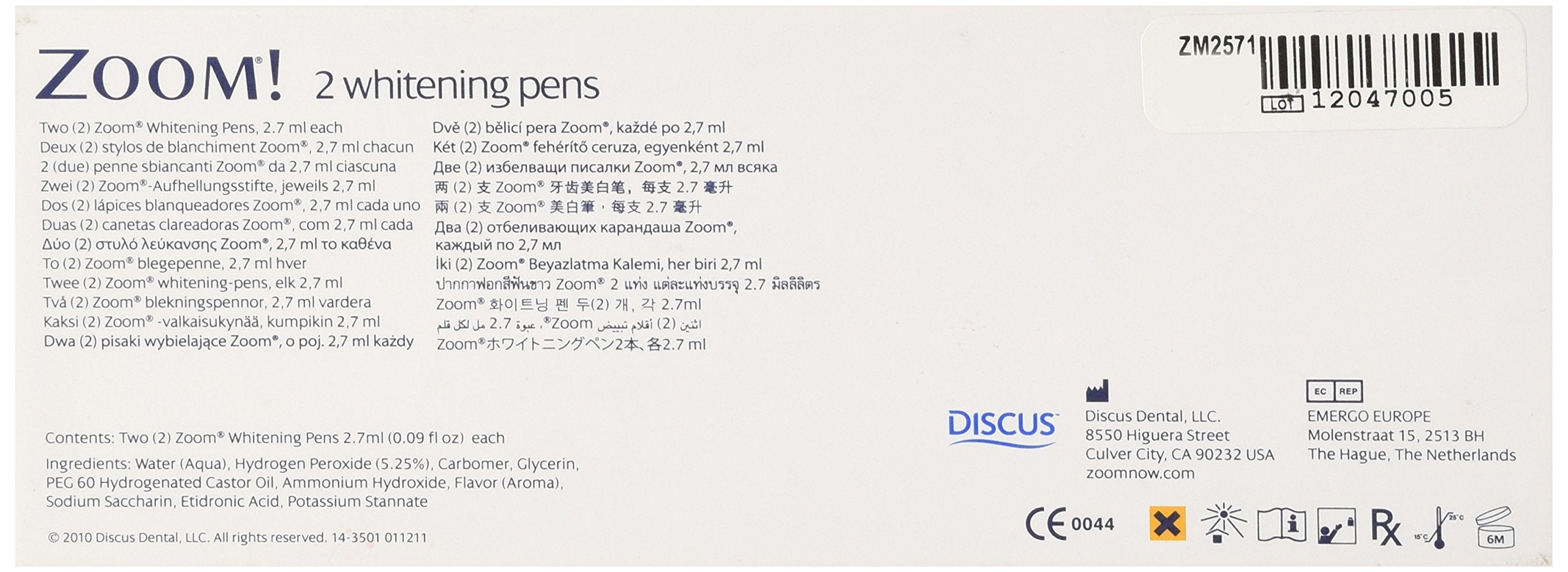 Zoom Whitening Pens 2 Pack packaging and tip detail