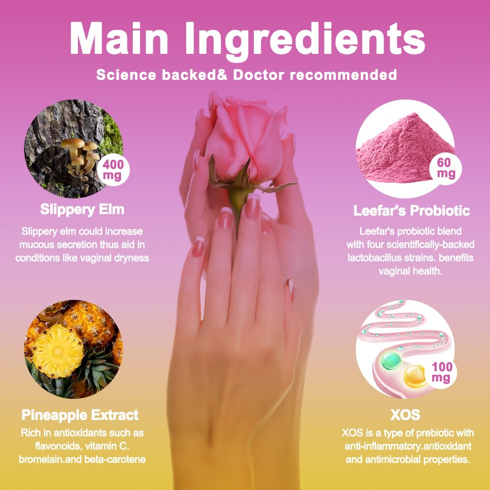 Pineapple-flavored feminine probiotic gummies arranged on a white surface