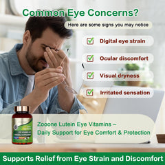 Close-up of Zooone bottle highlighting vision support graphic