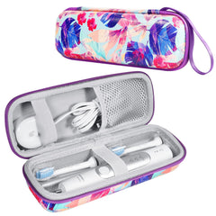 Purple ZORETCO toothbrush travel case exterior with floral pattern
