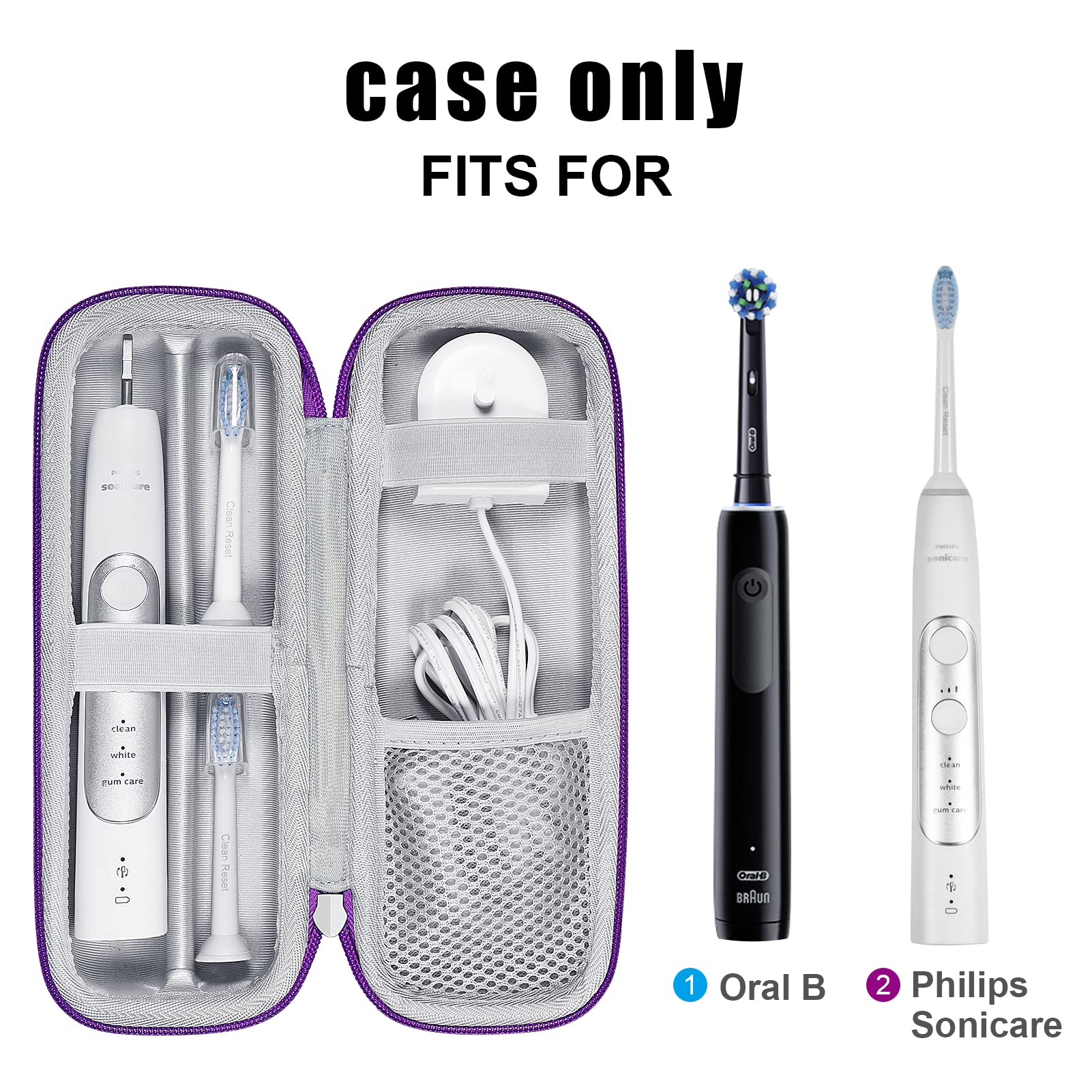 ZORETCO case interior with elastic strap and charging base pocket