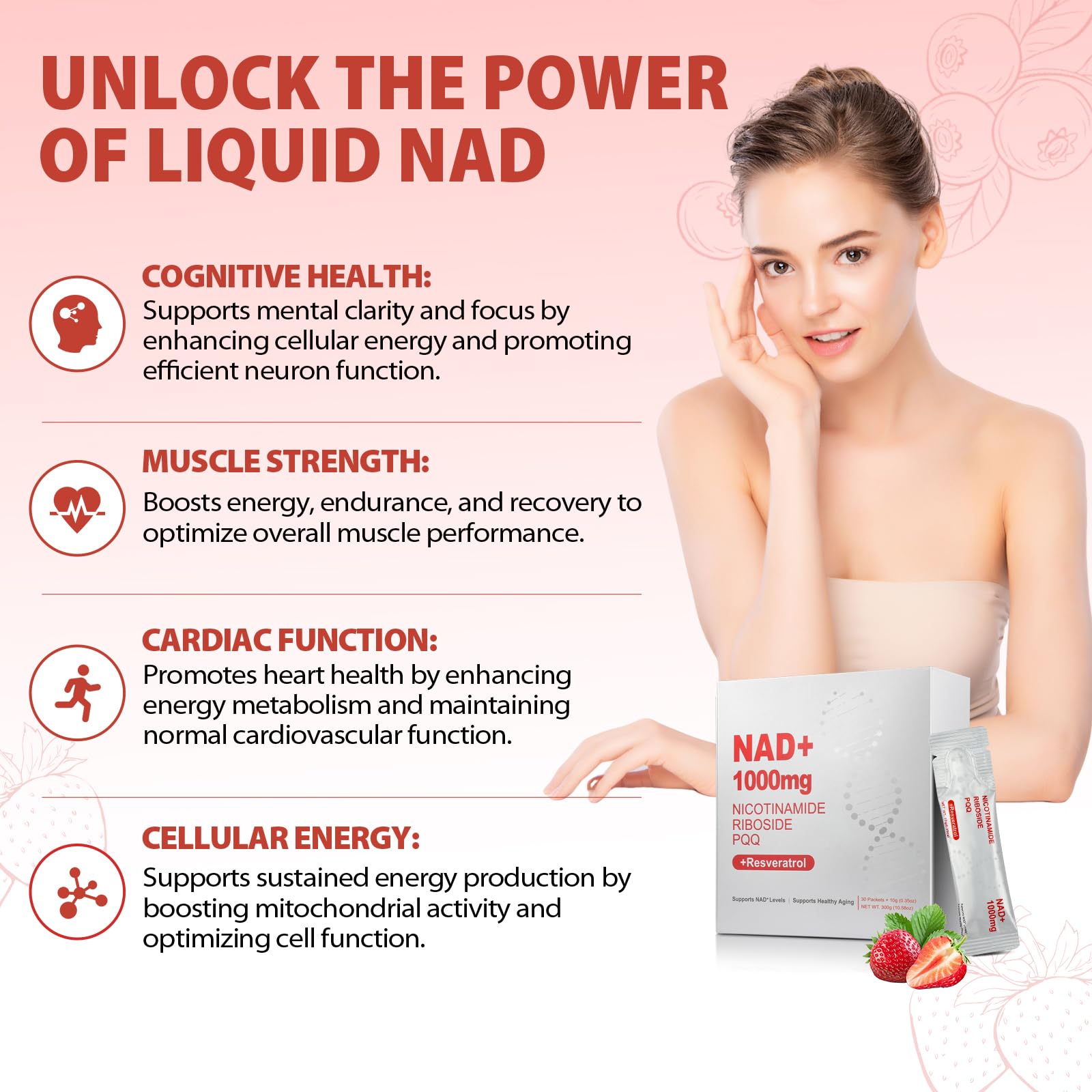 Front view of ZOROAHER 2-pack NAD+ liquid bottles