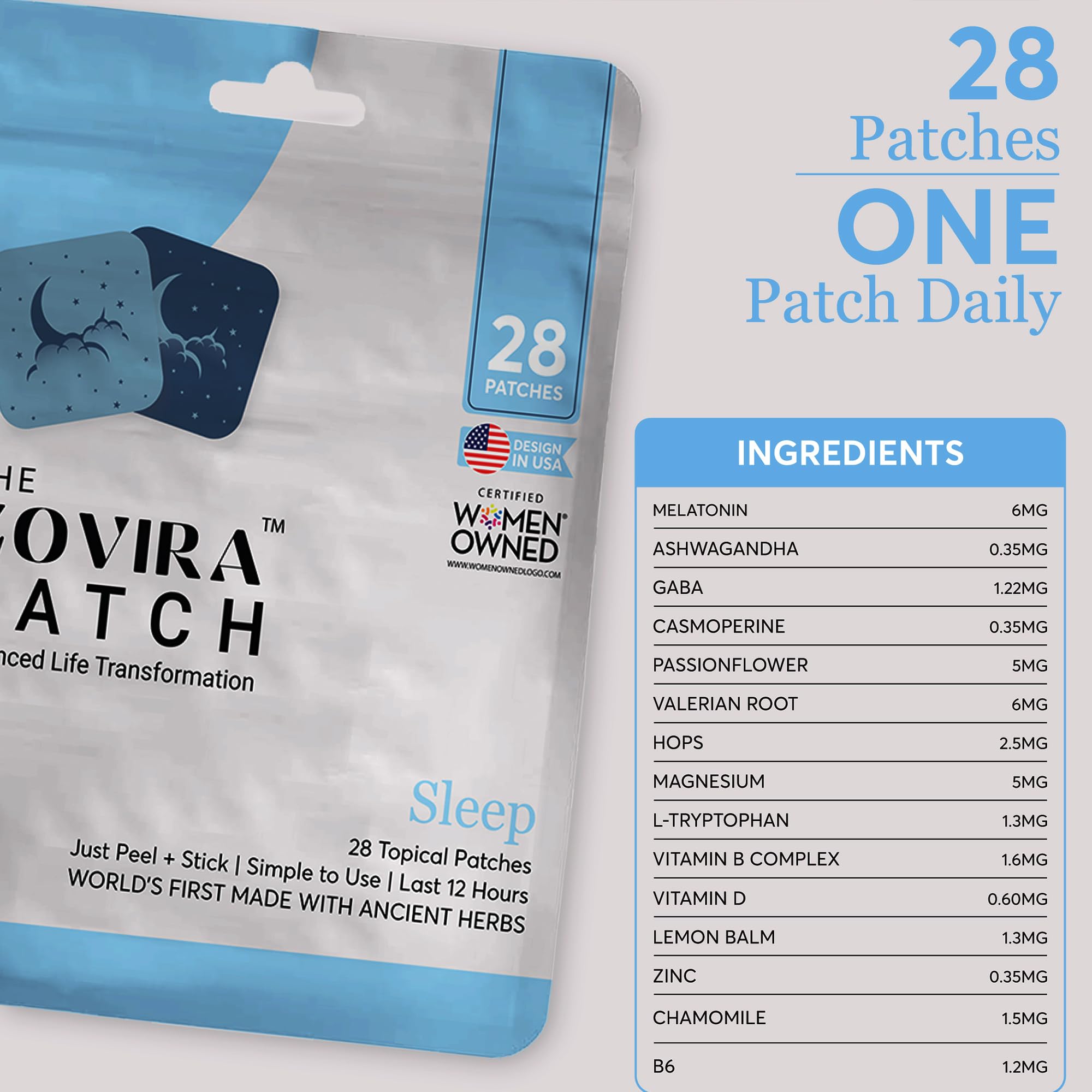 Box of 28 transdermal sleep patches for deep rest and relaxation