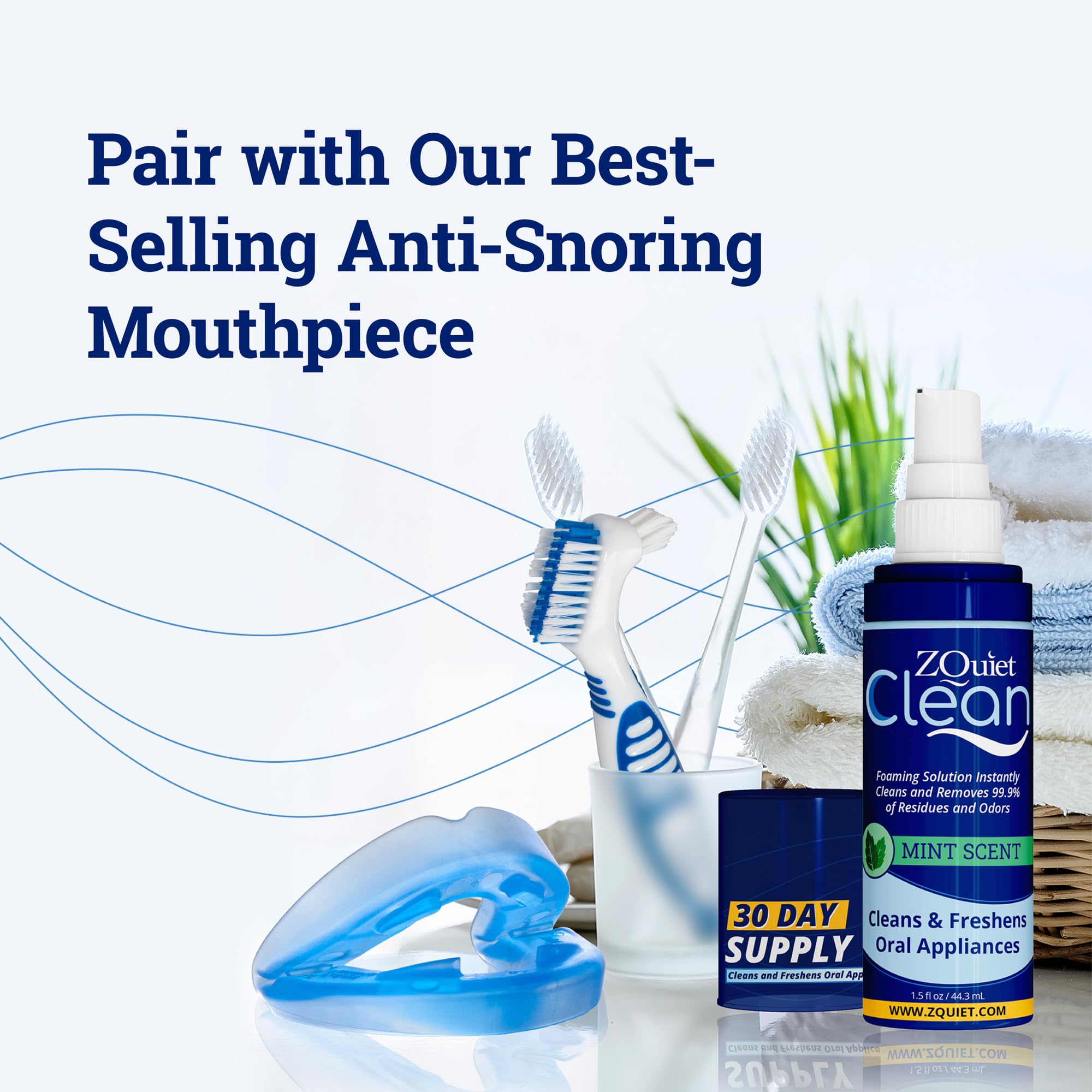 Dentures being cleaned with ZQuiet solution