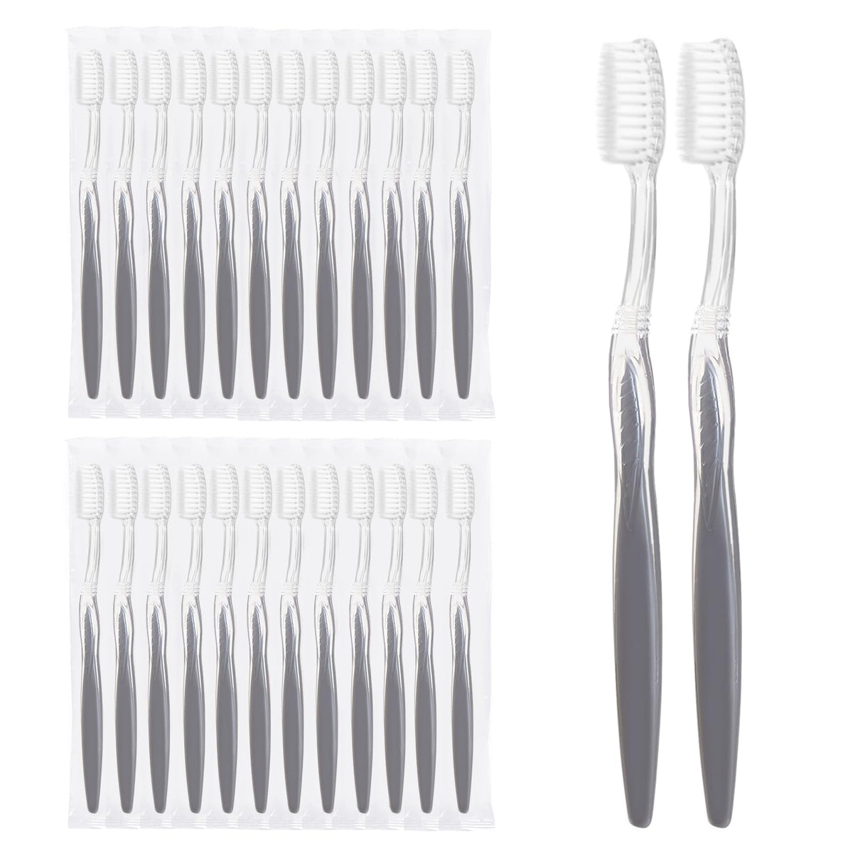 ZSYAYUNA 100 pack toothbrushes, grey, medium, individually wrapped