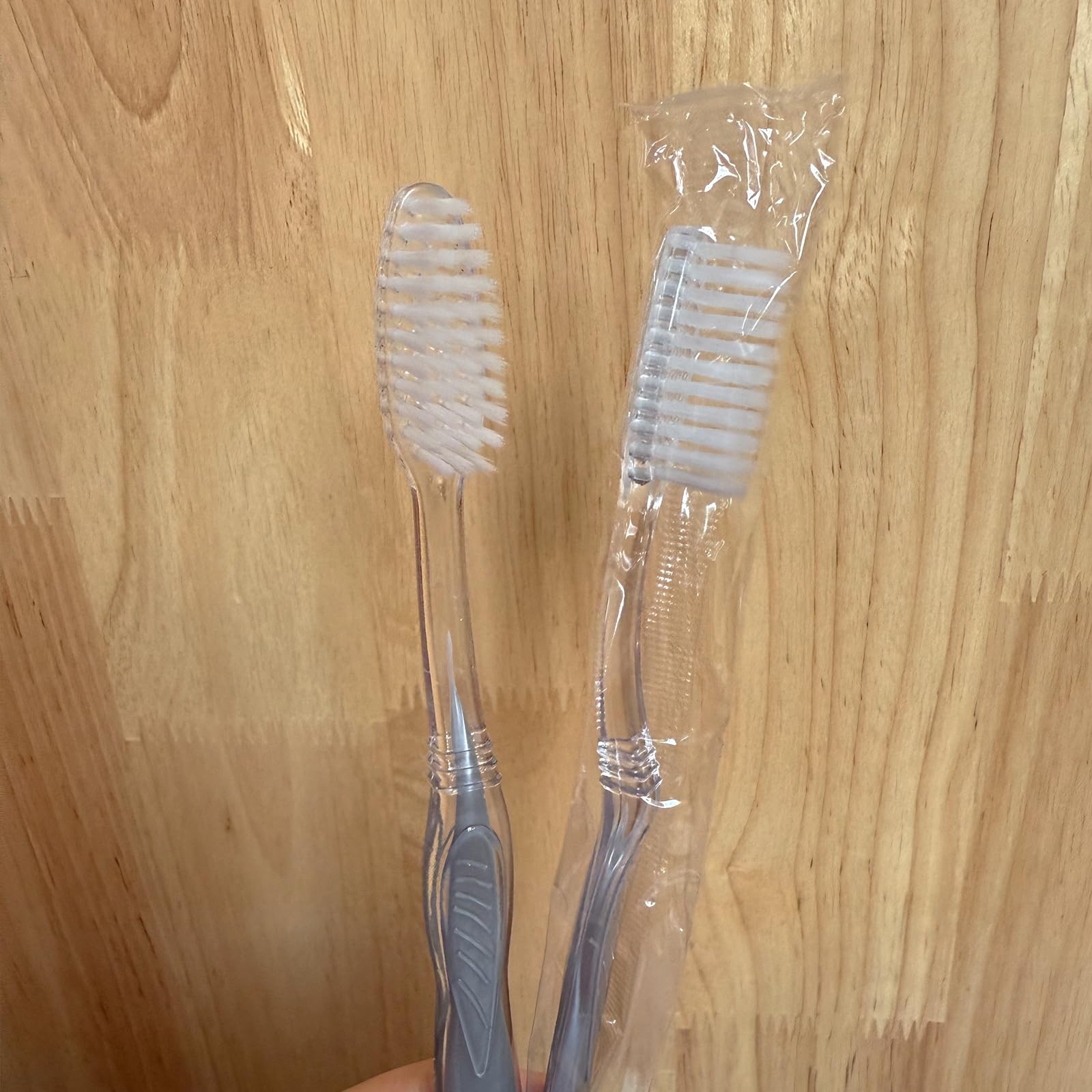 Travel-friendly toothbrushes measuring 7.25 inches and 0.35 oz
