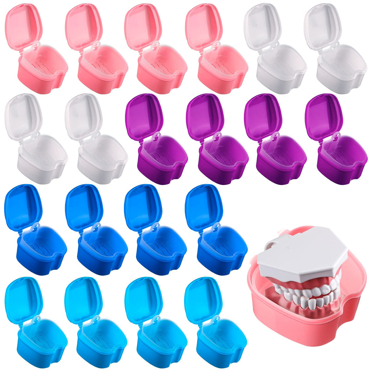 Zubebe denture case white with drain basket
