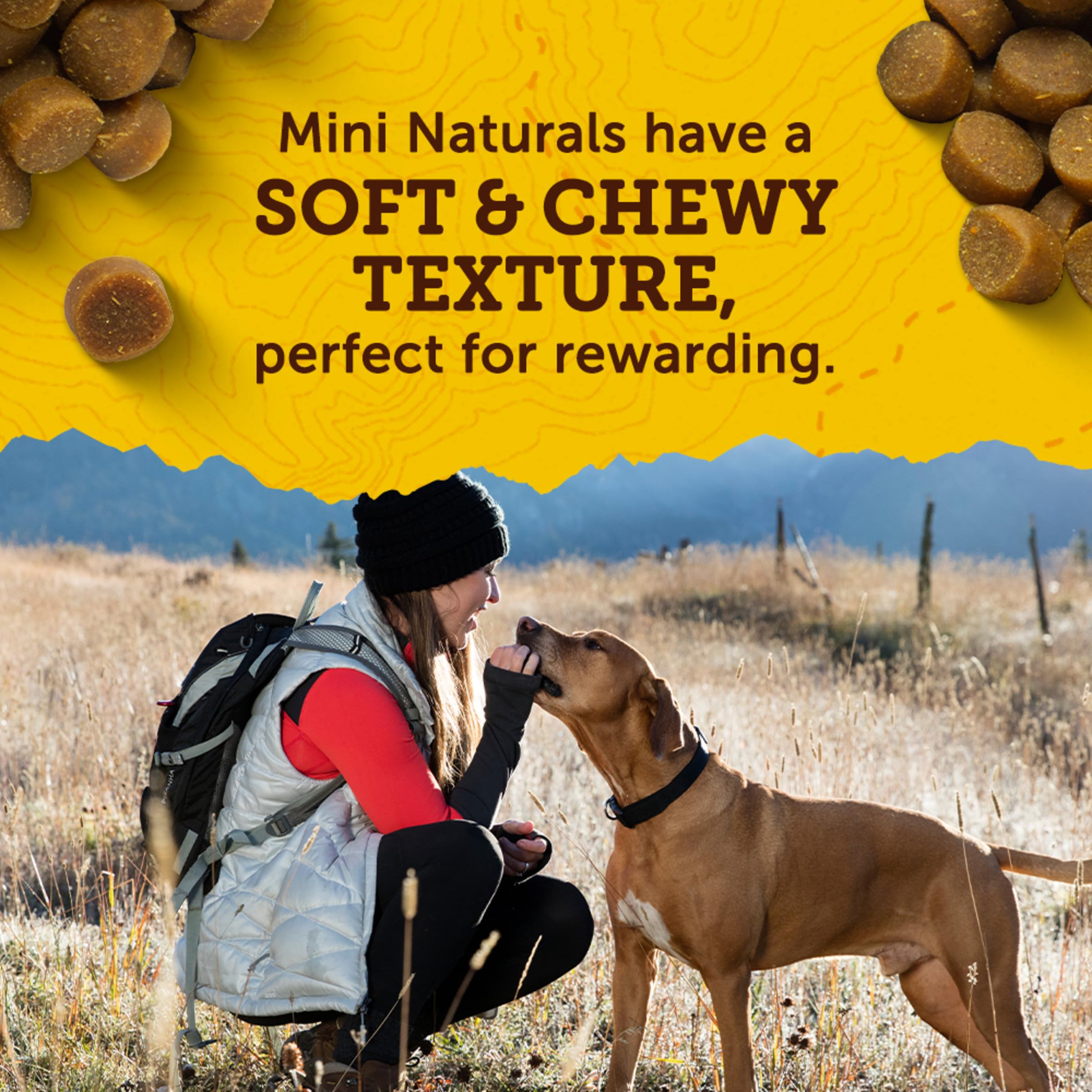 Close-up of a single treat showing 2 calories per treat
