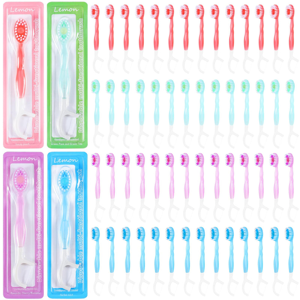 Blue ZUNKNOD 60-pack mini disposable toothbrush with toothpaste