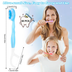 Pink ZUNKNOD 60-pack mini disposable toothbrush with toothpaste