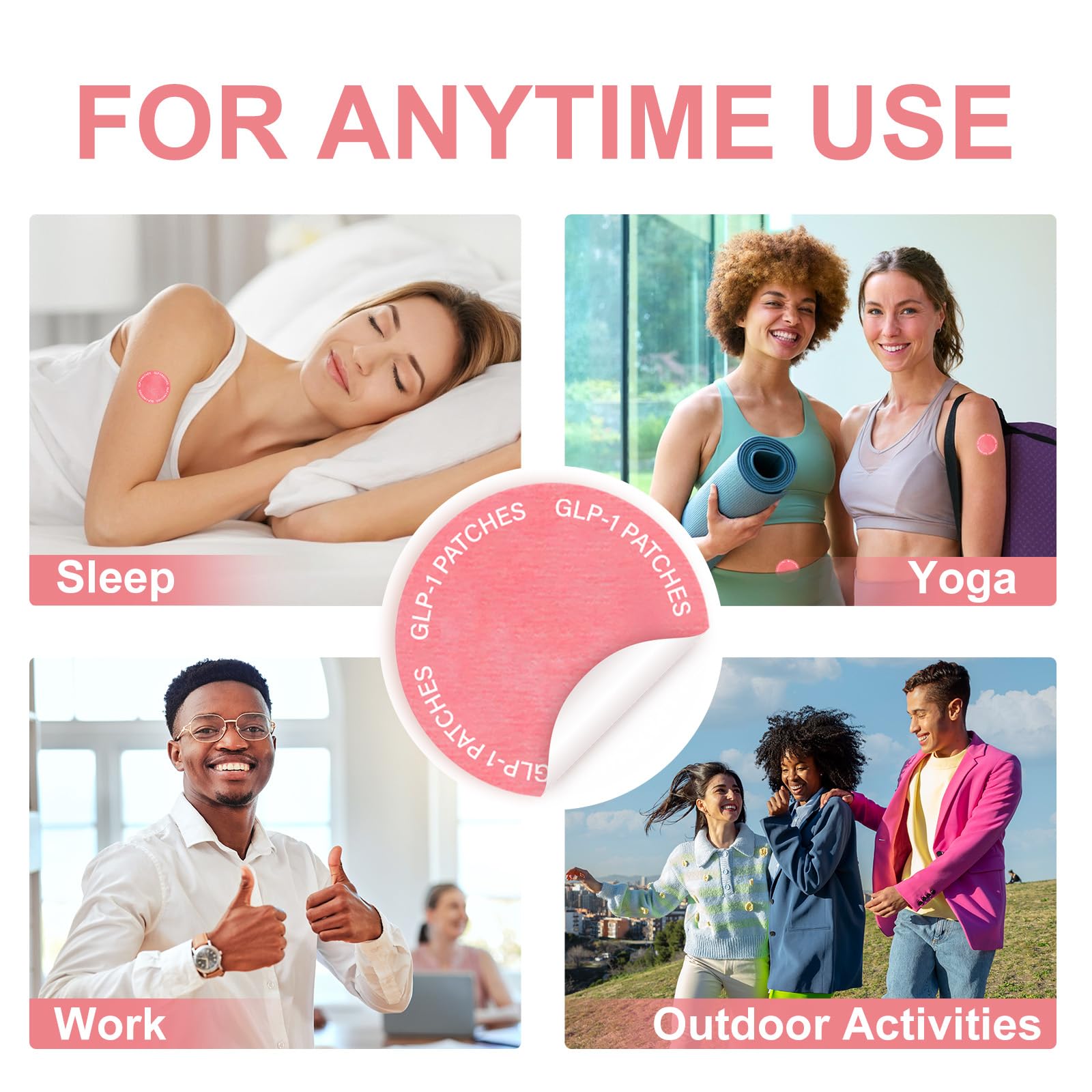 Hands applying GLP-1 patch to skin