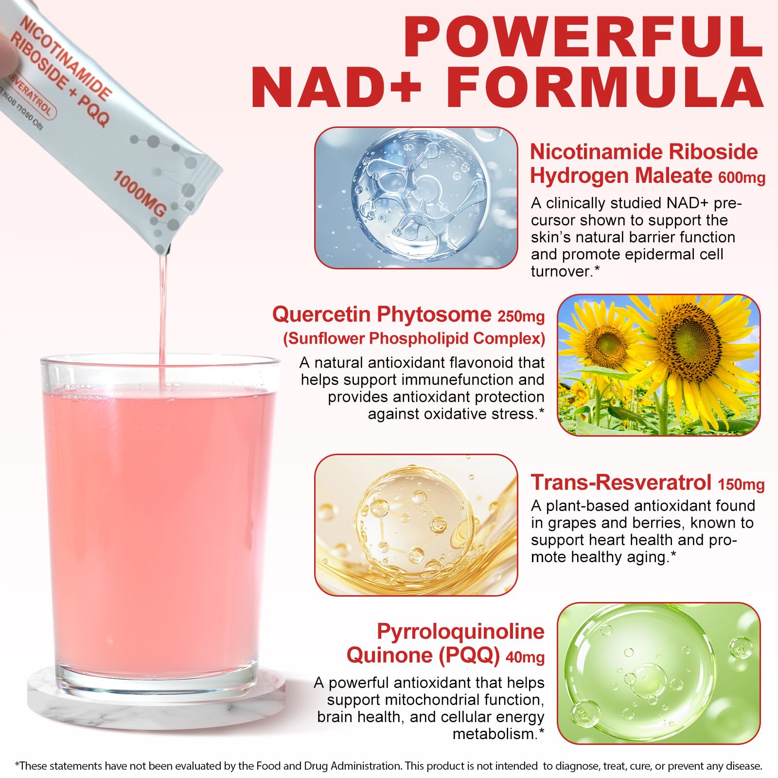 Liquid NAD+ absorption and bioavailability infographic
