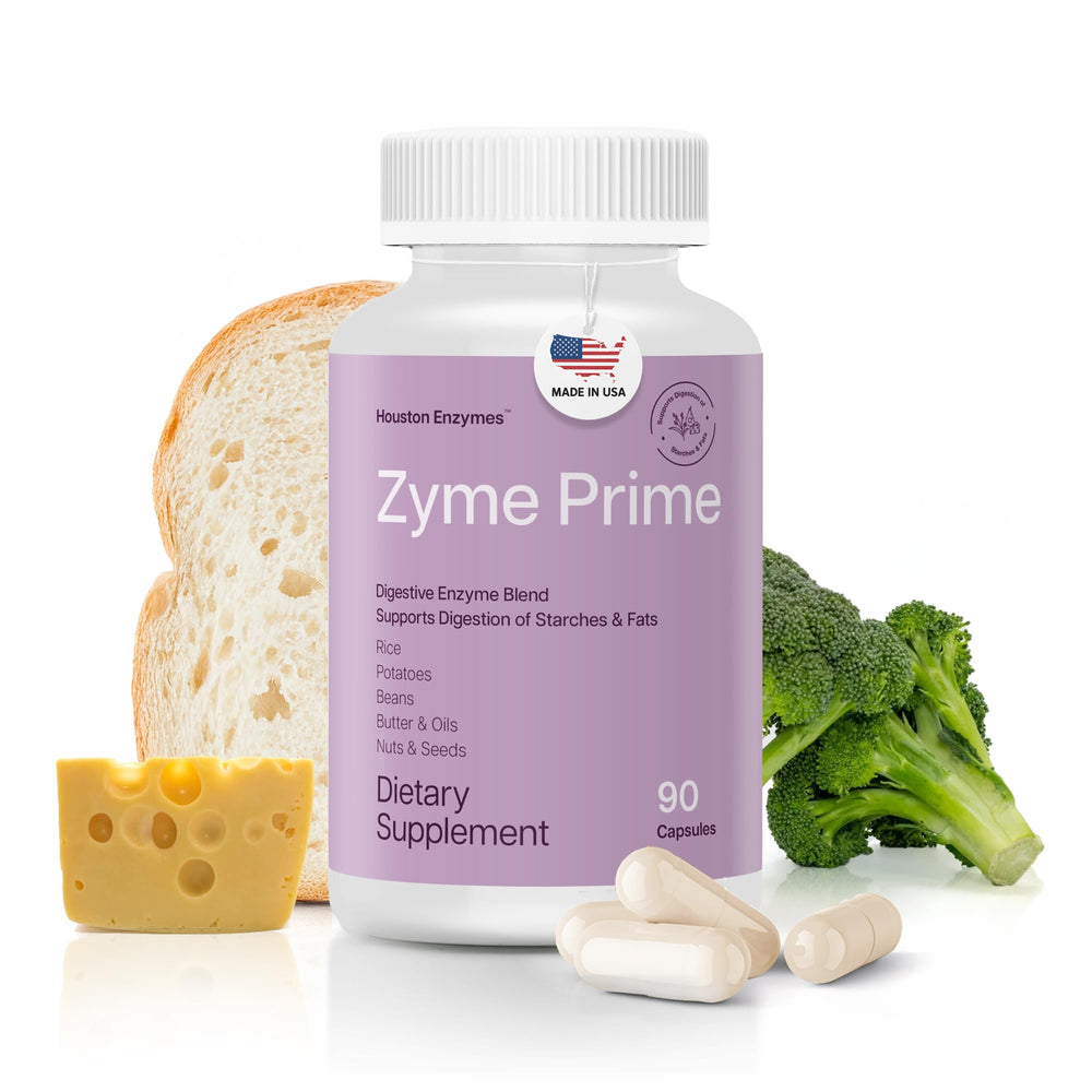 Front view of Houston Enzymes Zyme Prime 90 capsules