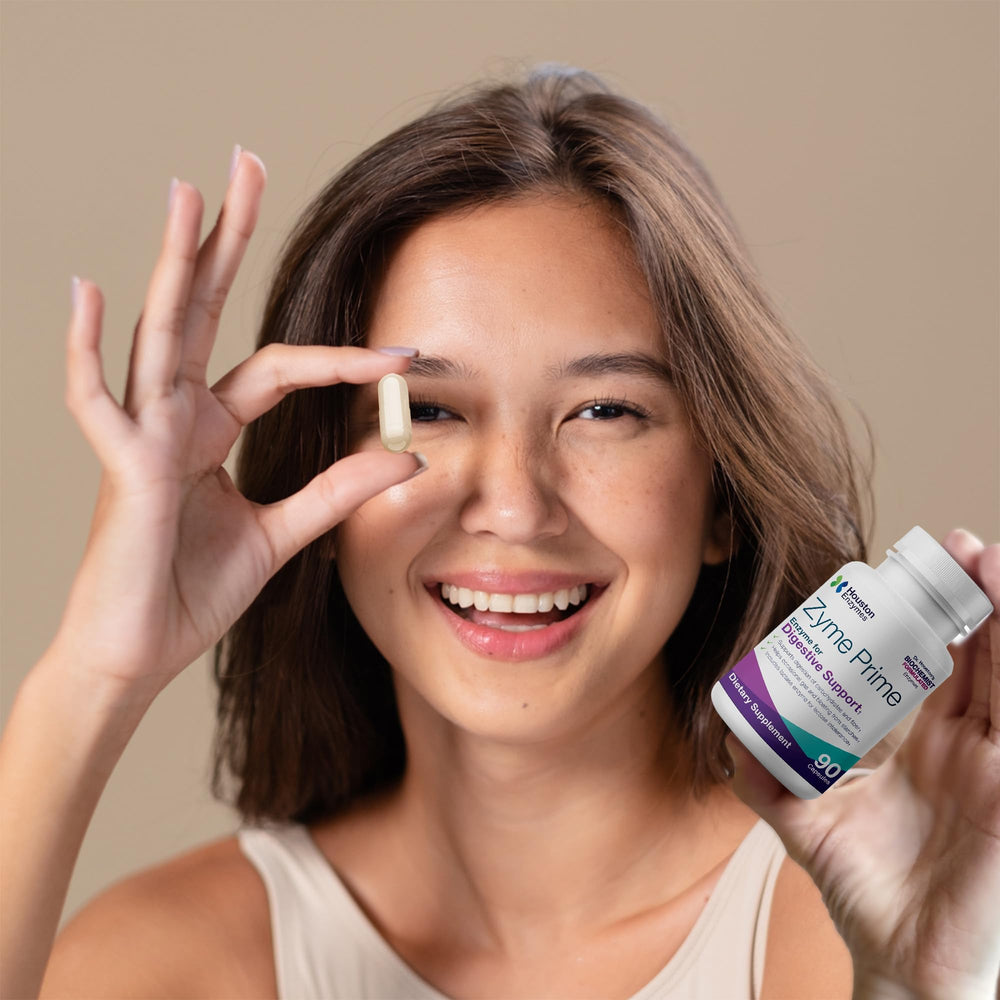 Concept image showing relief from gas and bloating with Zyme Prime