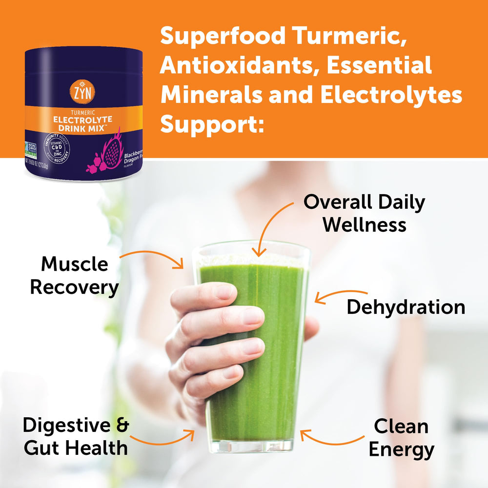 ZYN non-GMO, low-sugar electrolyte formula packaging for clean hydration