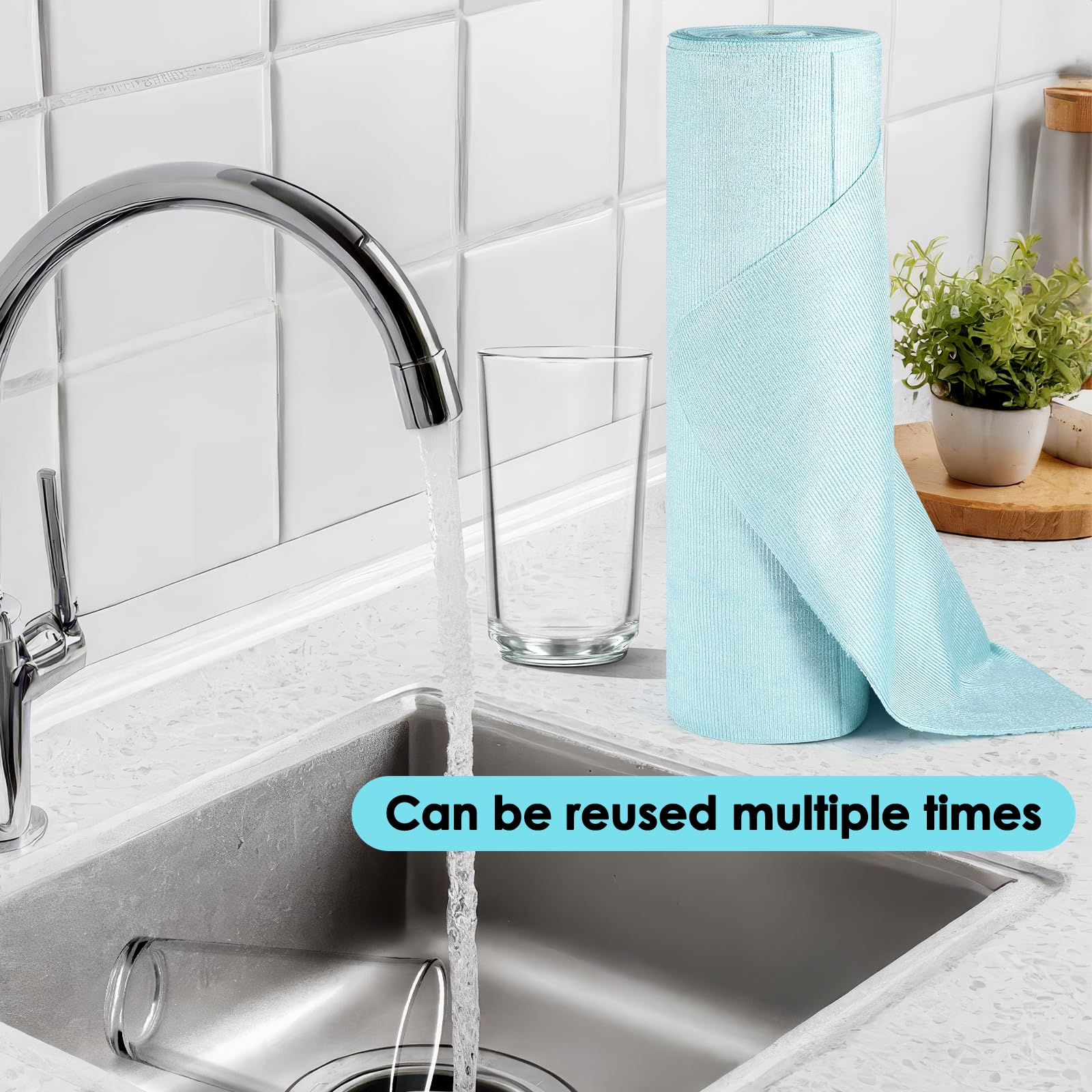 Blue microfiber cleaning cloth for bathroom and home