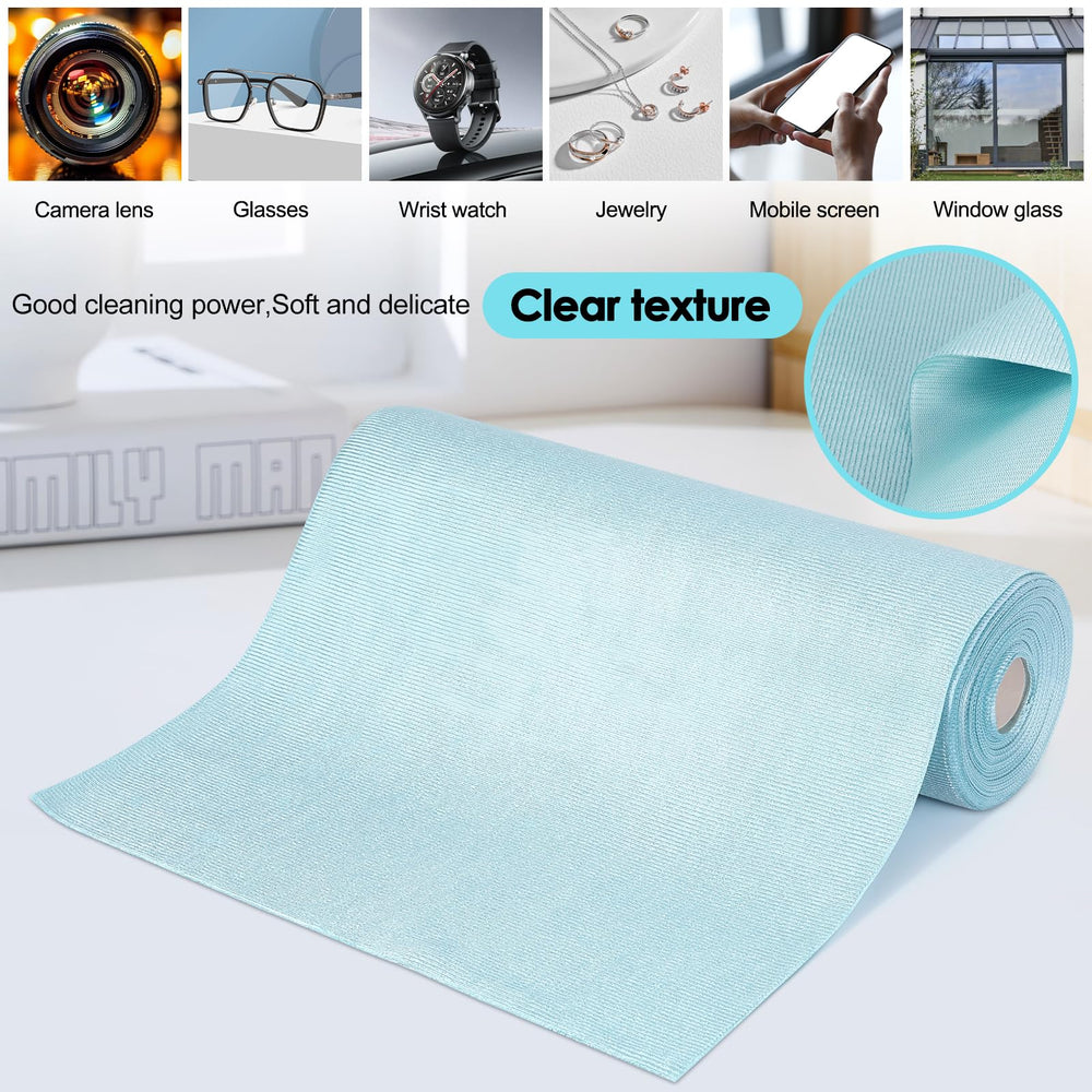 Blue microfiber cloth cleaning glasses, camera lenses